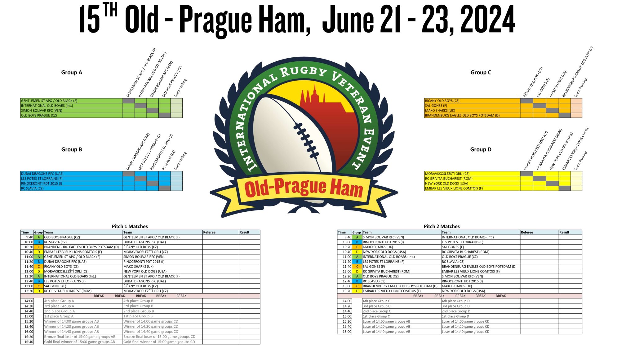 15. OLD PRAGUE HAM 2024 – DRAWING OF TOURNAMENT GROUPS | Old Prague Ham ...